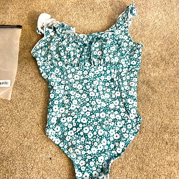 SHEIN Other - Shein one piece swimsuit, green, white floral small new